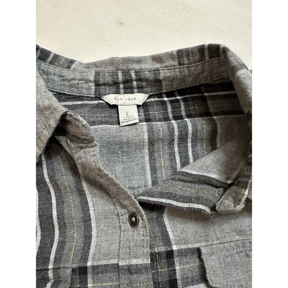 EST. 1946 Gray Plaid Flannel Shirt | Size L | Soft Brushed Cotton Blend - Picture 4 of 4